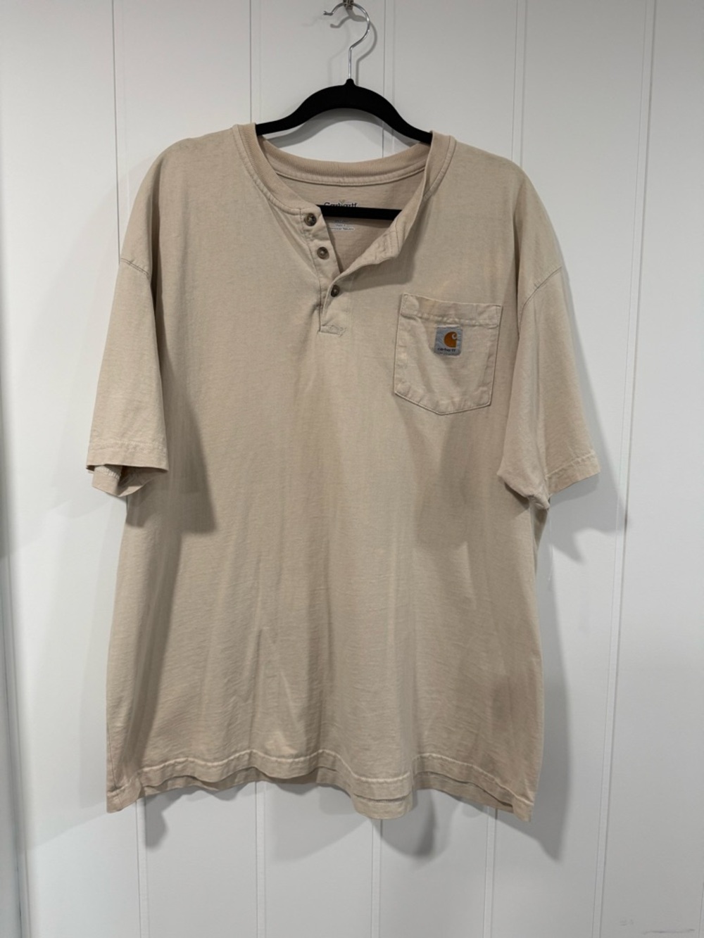 Carhartt Men's Tan Henley Pocket Short Sleeve Shirt